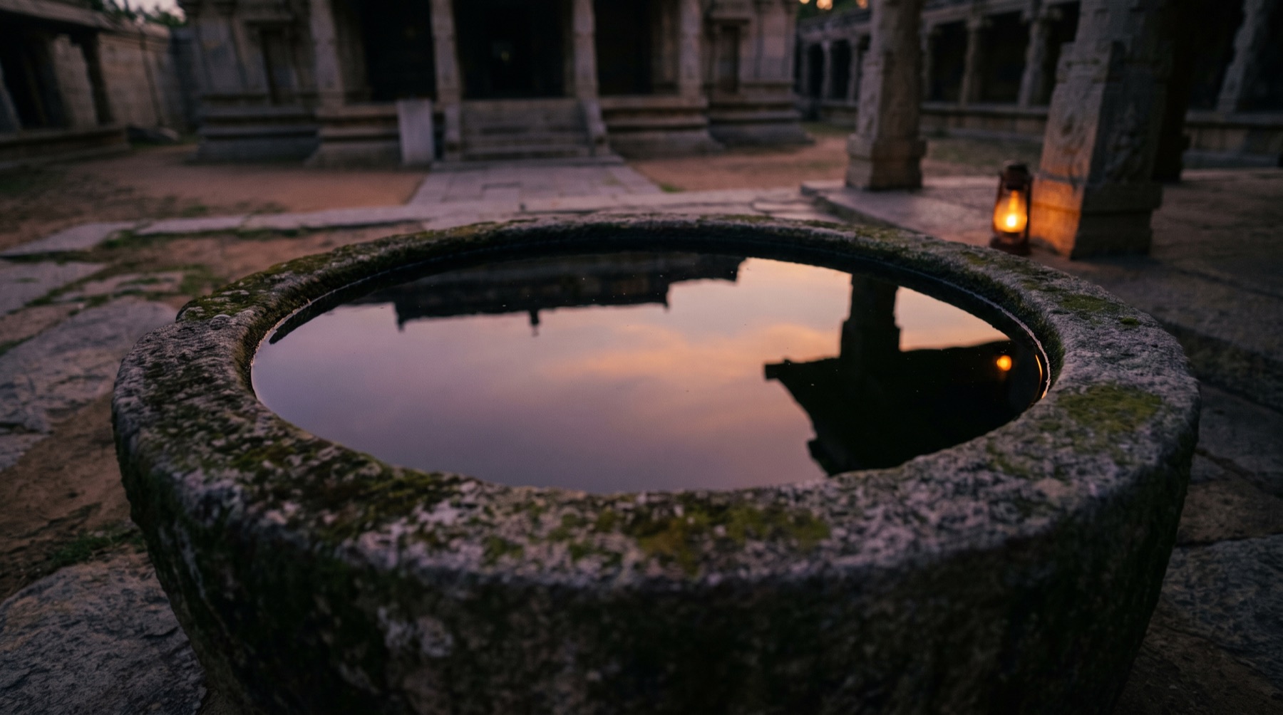 Superficie d'acqua immobile, un riflesso appena percepibile