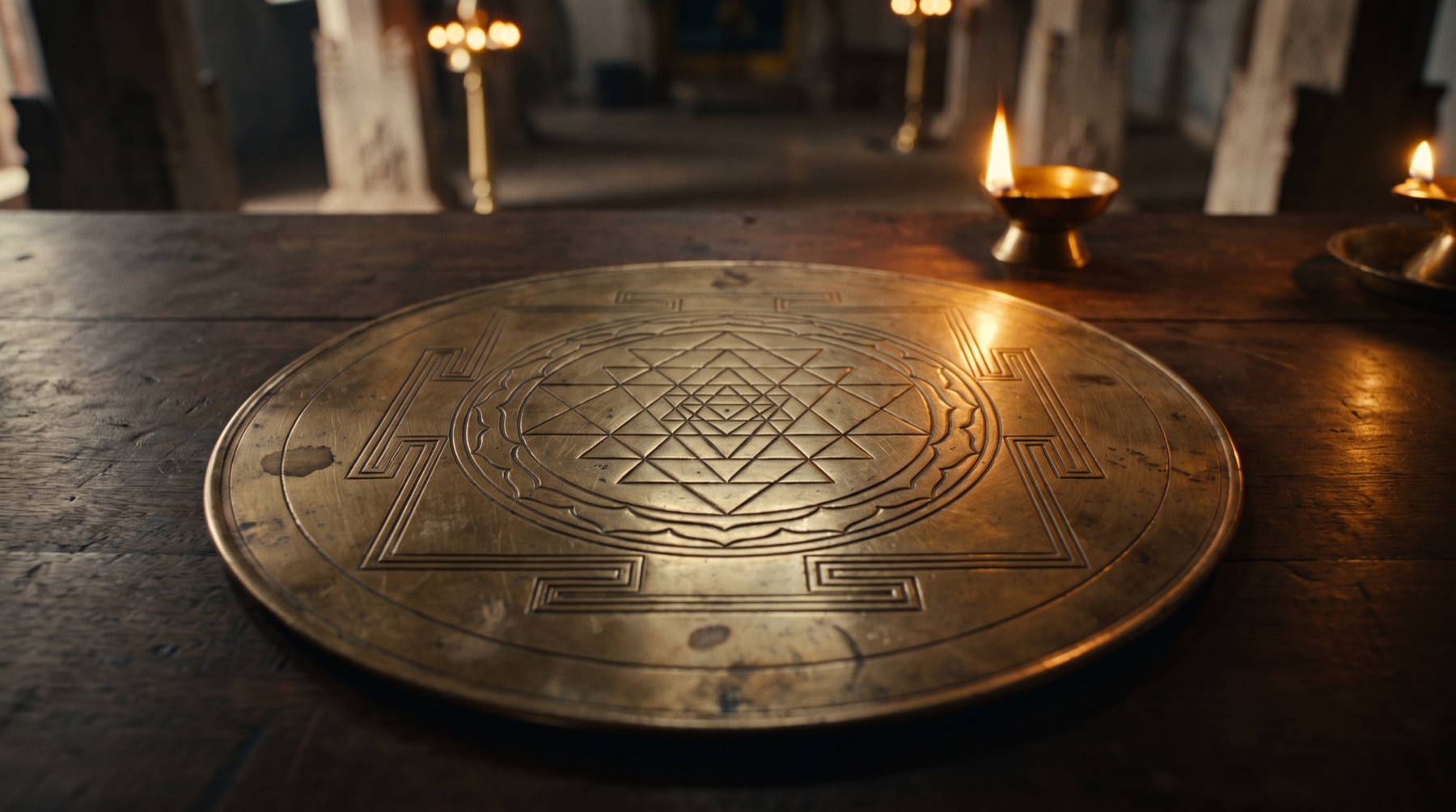 Yantra inciso nell'ottone, i triangoli intrecciati